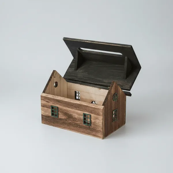 Innovative Wooden House Tissue Box – Retro & Durable Tabletop Decor for Living Room, Dining, Office - Image 4