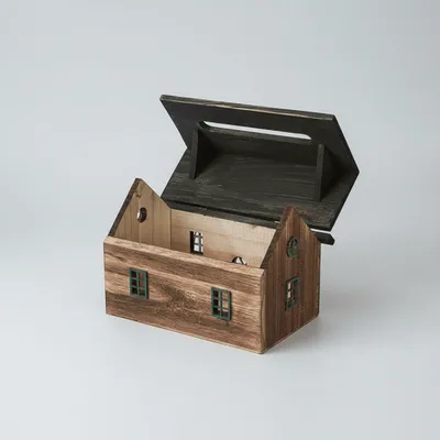 Innovative Wooden House Tissue Box – Retro & Durable Tabletop Decor for Living Room, Dining, Office - 4