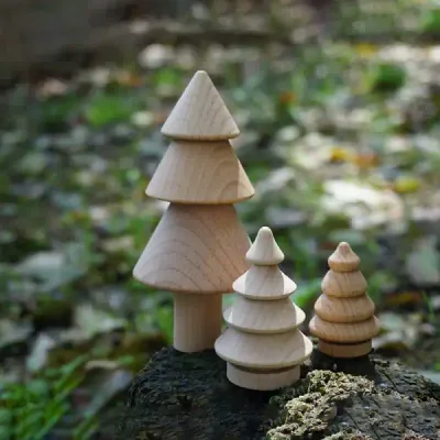 7cm Wooden Christmas Tree DIY Painting Craft Ornament for Holiday Decoration - 3