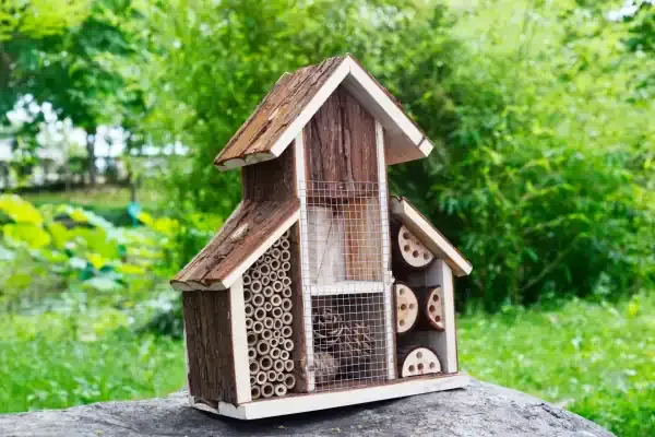 Bark Wood Insect Hotel Bee House, Hanging Outdoor Garden Birdhouse, Ladybug & Butterfly Lodge - Image 3