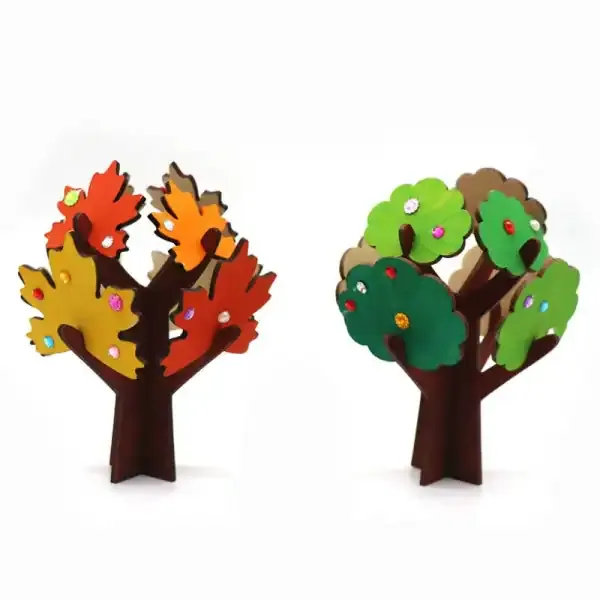 Children DIY Wooden Graffiti Tree – Maple Leaf & Round Leaf MDF Craft Kit - Image 4