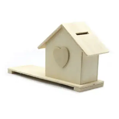 Wooden House Piggy Bank DIY Craft for Kids with Painting and Clay Decoration - 5