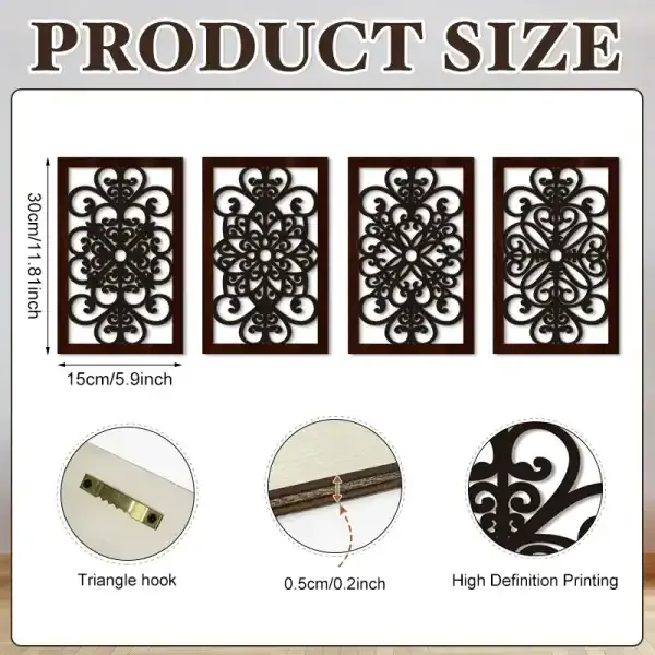 Modern Minimalist Hollow Wood Leaf Wall Art Set of 4 – Carved Wooden Hanging Decor Panels - Image 4