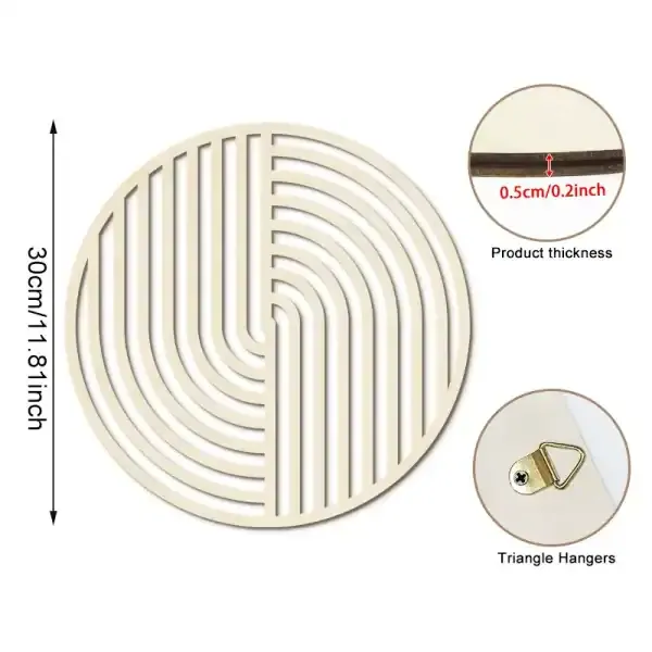 Minimalist Modern Wooden Wall Decor Round Hollow Hanging Sign - Image 3