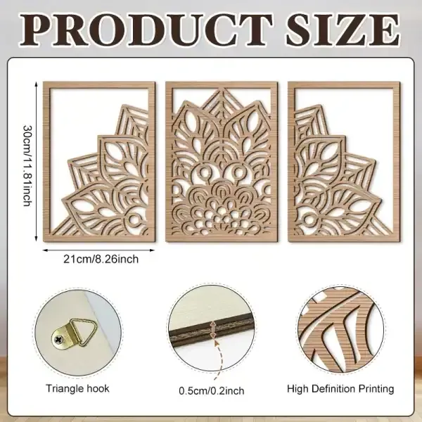 Mandala Wooden Carved Wall Art for Living Room Background Decoration - Image 4