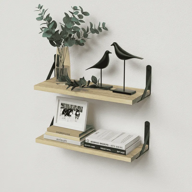 Home Wall Storage Wood Shelf Wall-Mounted Item Organizer Wood Display Shelf - Image 6