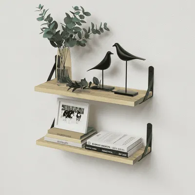 Home Wall Storage Wood Shelf Wall-Mounted Item Organizer Wood Display Shelf - 6