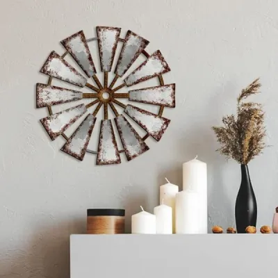 Farmhouse Windmill Wooden Wall Decor Rustic Hollowed Wood Wall Art - 8