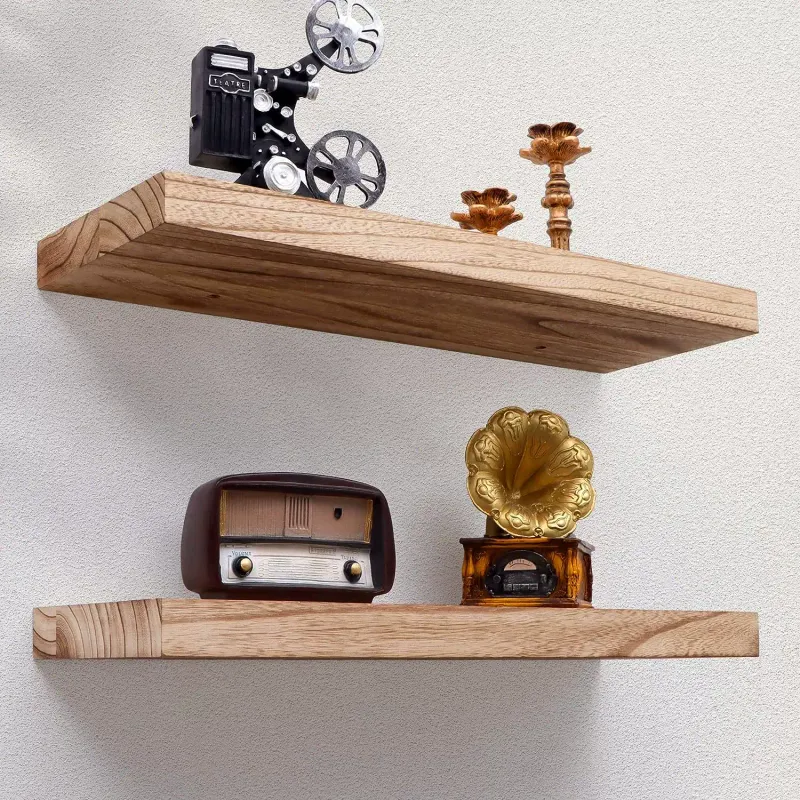 Wall-Mounted Floating Shelves with Metal Basket - Image 6