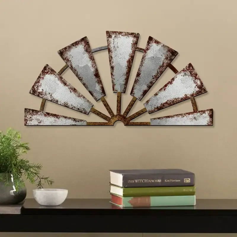 Farmhouse Windmill Wooden Wall Decor Rustic Hollowed Wood Wall Art - Image 1