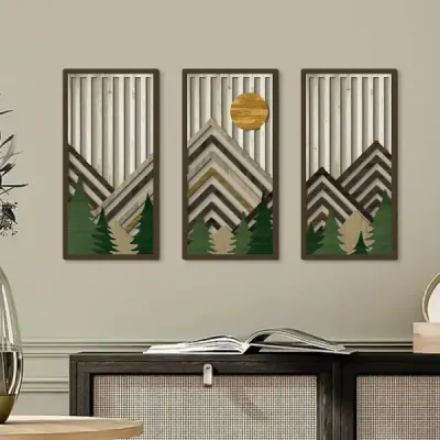 Hollow Wooden Hanging Wall Decor for Living Room and Bedroom – Rustic Country Style Wall Art - 4