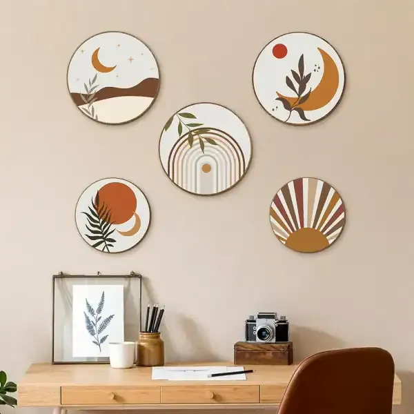 Bohemian Wooden Wall Art Decor – Rustic Botanical Hanging Farmhouse Wall Decor Set - Image 2