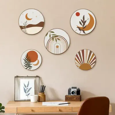 Bohemian Wooden Wall Art Decor – Rustic Botanical Hanging Farmhouse Wall Decor Set - 2