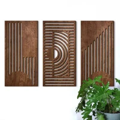 Minimalist Hollow Wooden Wall Art Decor for Living Room and Bedroom - 4