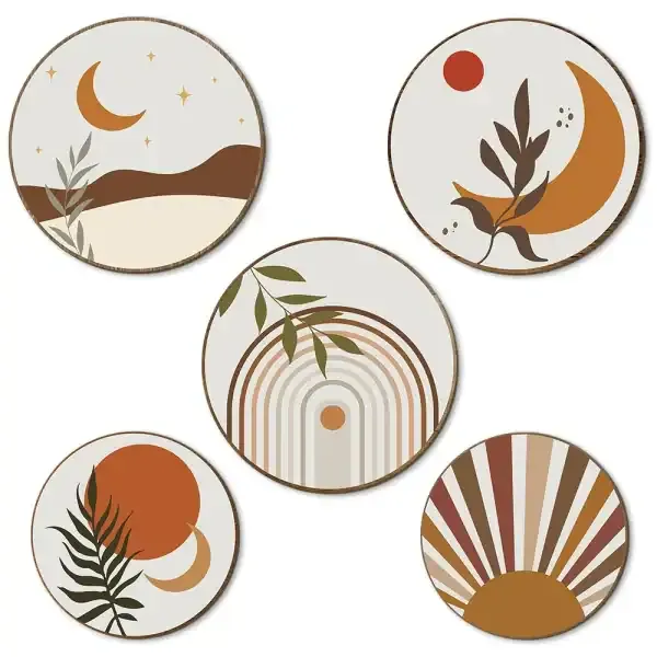 Bohemian Wooden Wall Art Decor – Rustic Botanical Hanging Farmhouse Wall Decor Set - Image 5
