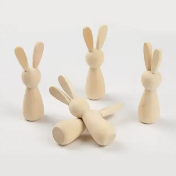 Easter Bunny DIY Wooden Painting Toys for Kids – Natural Wood Rabbit Figurines - Image 3