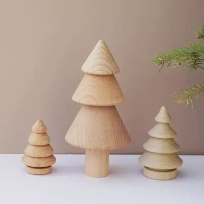 7cm Wooden Christmas Tree DIY Painting Craft Ornament for Holiday Decoration - 2