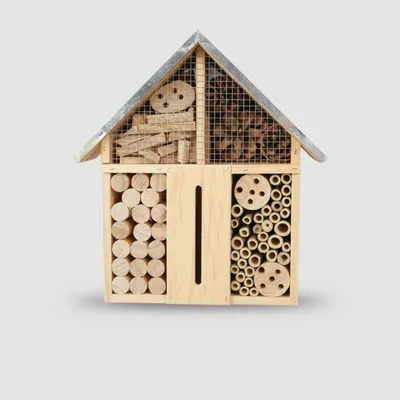 Wooden Bug House Hotel for Garden | Bee & Butterfly Habitat | Ecological Observation & Hanging Decor - 3