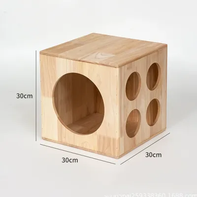 Solid Wood Modular Cat Cubes – Creative Stackable Cat Play System & Hideaway - 7
