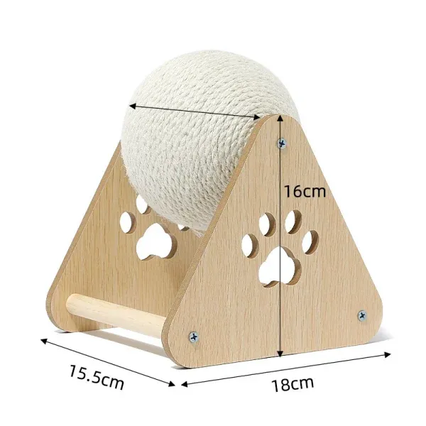 Sisal Cat Scratching Ball Toy with Wooden Stand – Vertical Wear-Resistant Pet Scratcher - Image 3