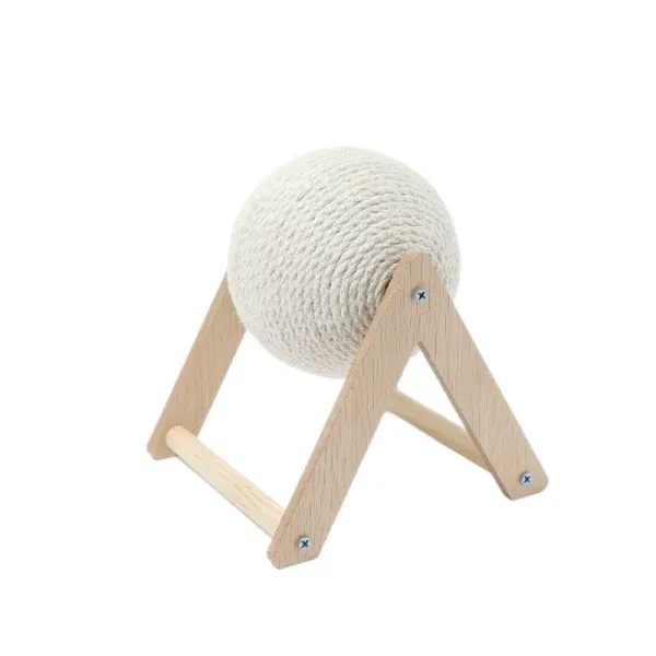 Sisal Cat Scratching Ball Toy with Wooden Stand – Vertical Wear-Resistant Pet Scratcher - Image 2