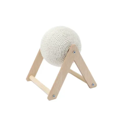 Sisal Cat Scratching Ball Toy with Wooden Stand – Vertical Wear-Resistant Pet Scratcher - 2