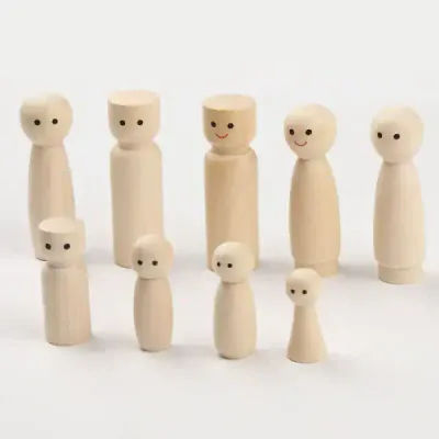 Natural Wooden Peg Dolls for Kids Painting and DIY Craft - 3