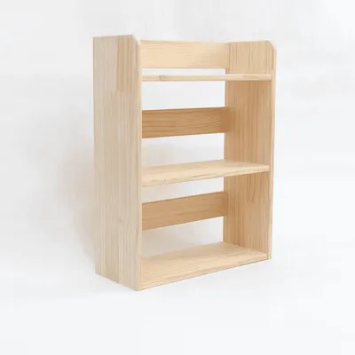 Custom Solid Pine Wood Desktop Bookshelf for Kids Tabletop Storage and Small Floor Bookcase - 1