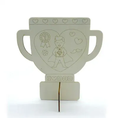 Father’s Day DIY Wooden Trophy Gift for Kids Handmade Painting Craft - 5
