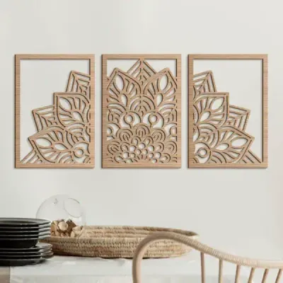 Mandala Wooden Carved Wall Art for Living Room Background Decoration - 2