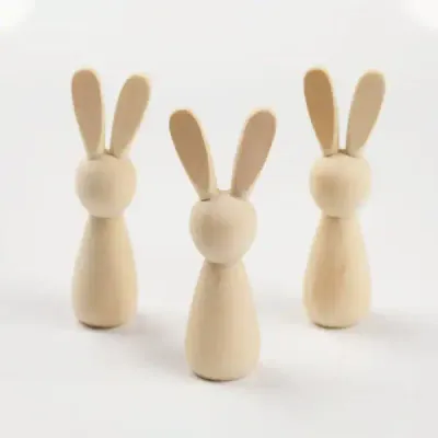 Easter Bunny DIY Wooden Painting Toys for Kids – Natural Wood Rabbit Figurines - 2