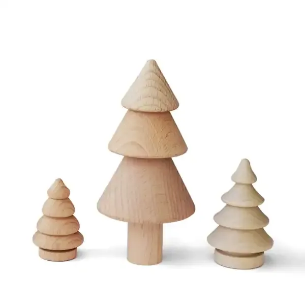 7cm Wooden Christmas Tree DIY Painting Craft Ornament for Holiday Decoration - Image 5