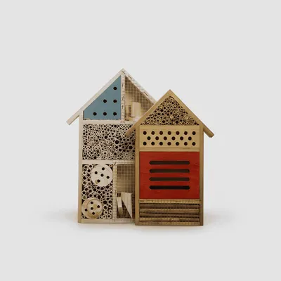 Wooden Insect House Outdoor Garden Decor Solitary Bee Hotel Pollinator Habitat - 7