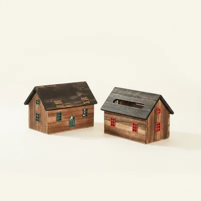 Innovative Wooden House Tissue Box – Retro & Durable Tabletop Decor for Living Room, Dining, Office - 2