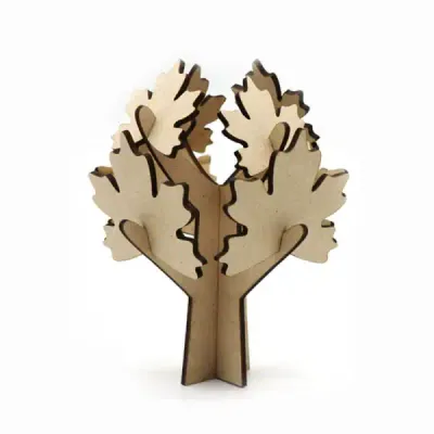 Children DIY Wooden Graffiti Tree – Maple Leaf & Round Leaf MDF Craft Kit - 5