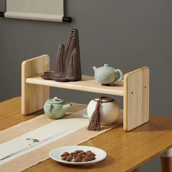 Wooden Desktop Storage Shelf for Desk Organizer, Small Bookshelf & Multilayer Display Stand - Image 3
