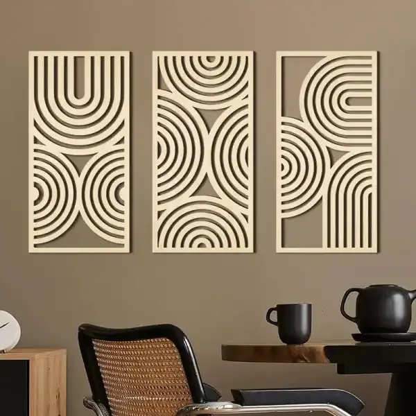 Wooden Geometric Wall Art Panels for Living Room and Bedroom Decor - Image 2