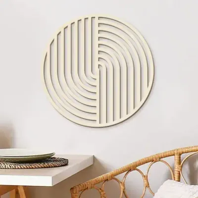 Minimalist Modern Wooden Wall Decor Round Hollow Hanging Sign - 2