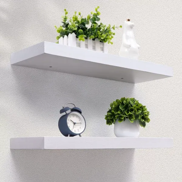 Minimalist Floating Shelves: Wall-Mounted Wooden Storage for Bathroom, Living Room & More - Image 2