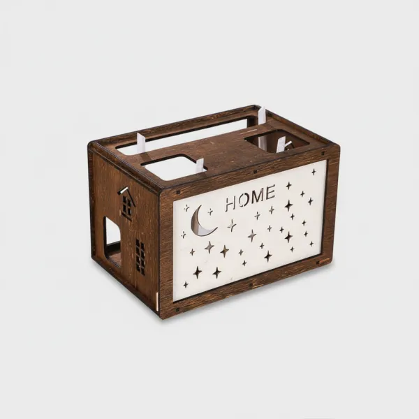 Stylish Wooden WiFi Router Box – Desktop Space Saver with Ventilation & Multiple Designs - Image 2