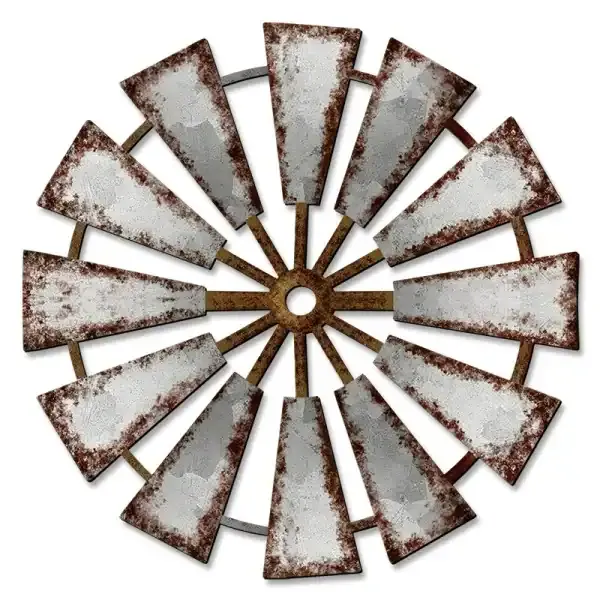 Farmhouse Windmill Wooden Wall Decor Rustic Hollowed Wood Wall Art - Image 4