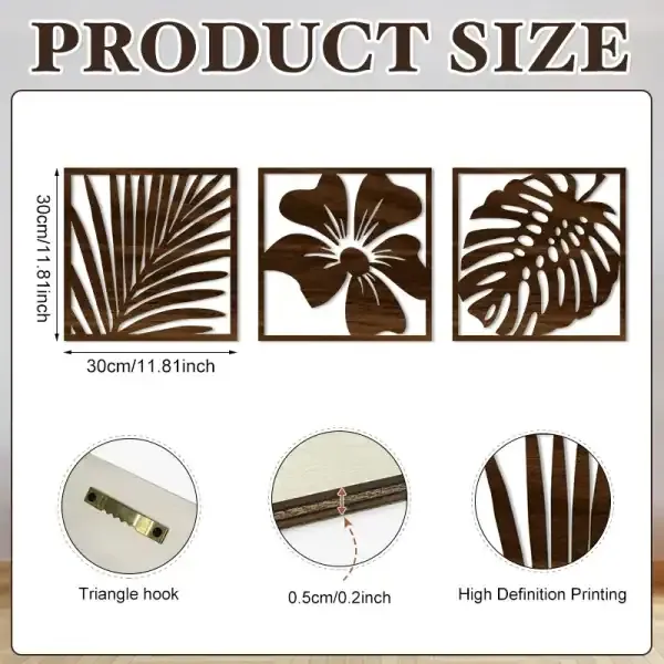 Modern Minimalist Hollow Wood Wall Art with Leaf and Floral Design for Bedroom and Living Room Decor - Image 4