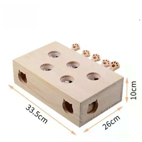 Wooden Cat Whack-A-Mole Toy – Interactive Puzzle for Feline Boredom Relief - Image 5