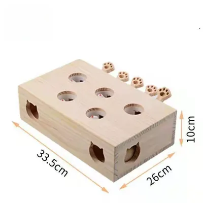 Wooden Cat Whack-A-Mole Toy – Interactive Puzzle for Feline Boredom Relief - 5