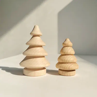 7cm Wooden Christmas Tree DIY Painting Craft Ornament for Holiday Decoration - 1