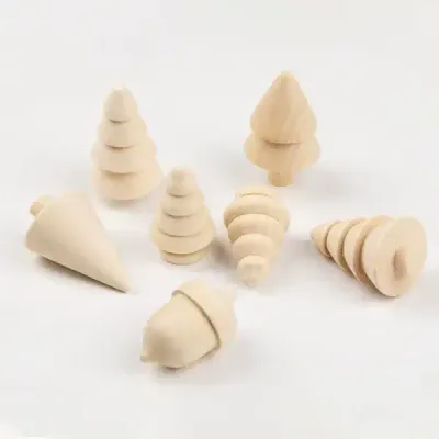 Natural Wood Christmas Tree DIY Painting Toy Set – Wooden Acorn and Tree Decorations for Kids, Bulk Wholesale - 3