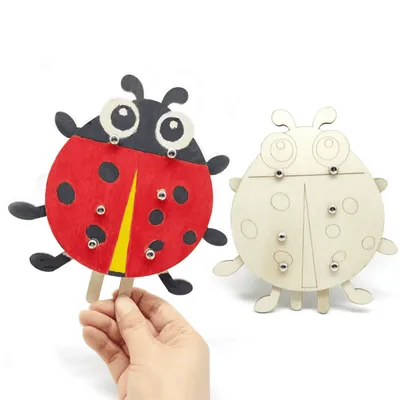 Wooden DIY Ladybug Craft Kit for Kids – 16x18cm Handcraft Painting Project - 1