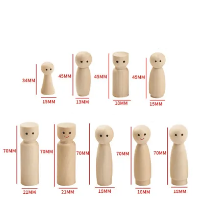 Natural Wooden Peg Dolls for Kids Painting and DIY Craft - 2