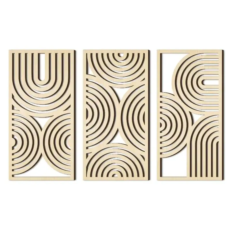 Wooden Geometric Wall Art Panels for Living Room and Bedroom Decor - Image 1
