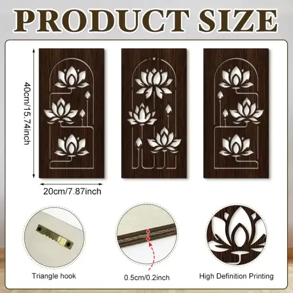 Lotus Hollow Wooden Wall Art Hanging Decor – Modern Asian Floral Home Decoration - Image 6